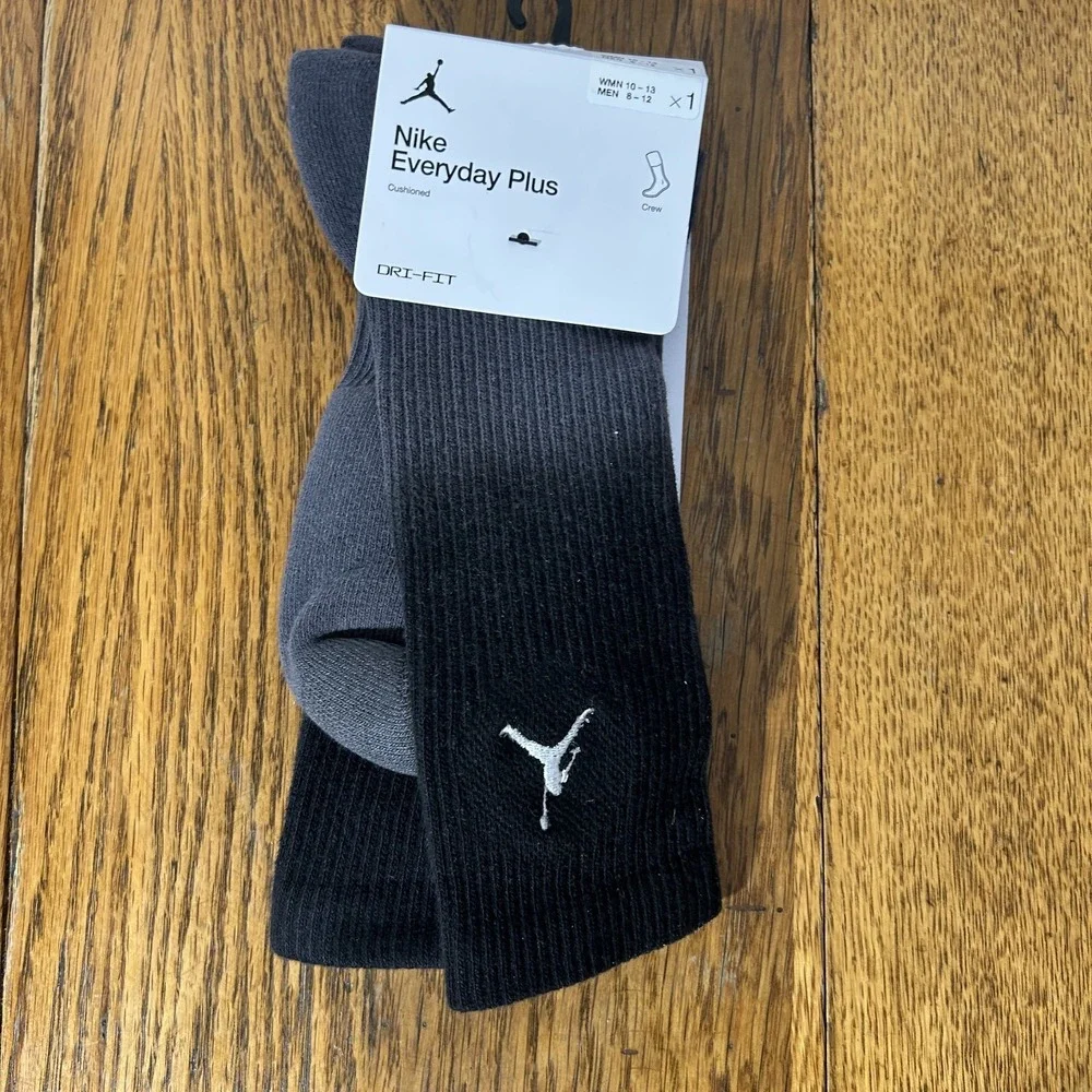 Nike Jordan Mens Size L (8-12) Black Everyday Plus Cushioned Crew Socks